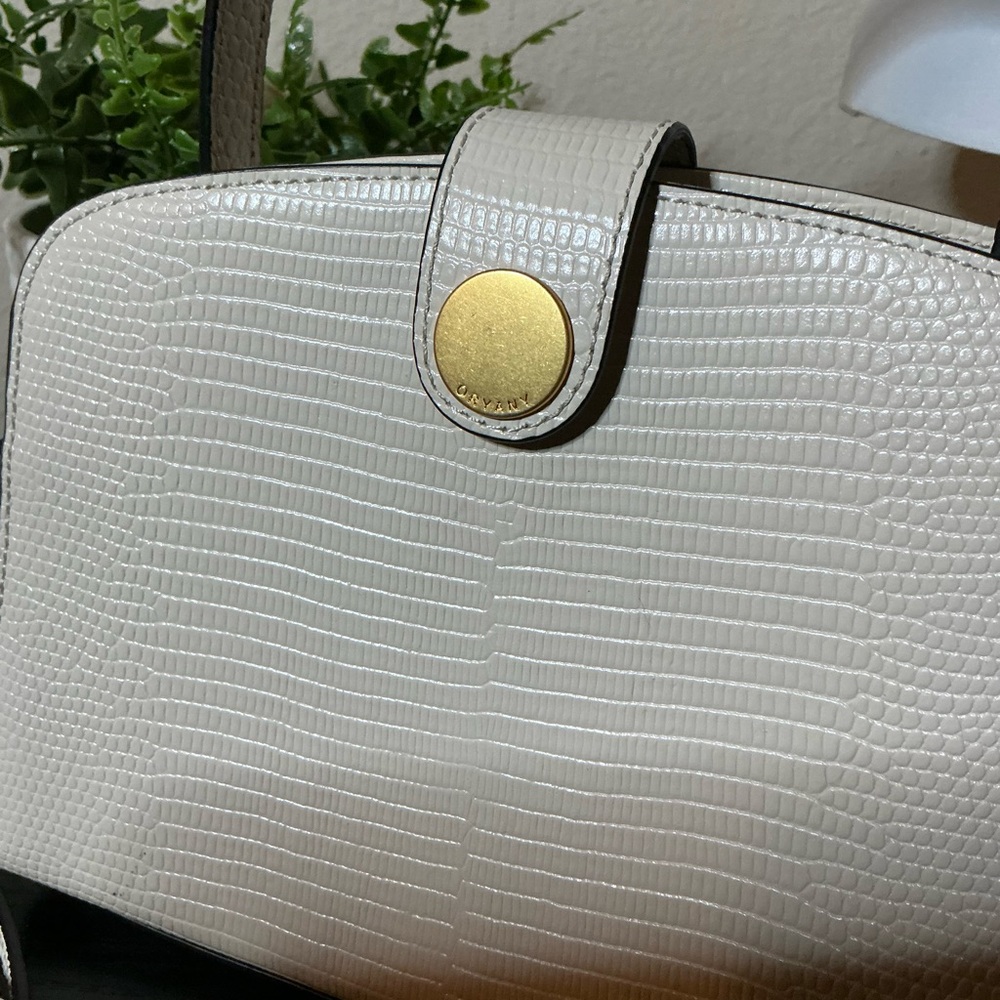 NWOT Oryany Ali Lizard-embossed Crossbody Bag In Vanilla Cream - Picture 3 of 7